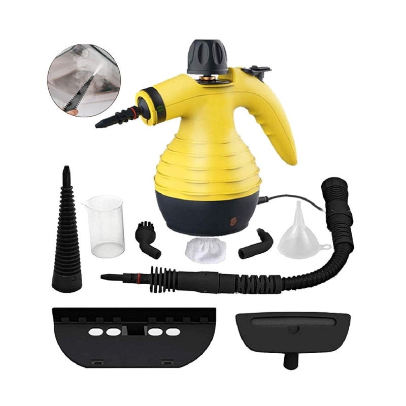 منظف بخاري عالي الضغط 350 مل بقوة 1200 واط، متعدد الأغراض محمول للتنظيف اليدوي مع 9 ملحقات مثالي لإزالة البقع في تنجيد السيارات والمنزل والمطبخ والسجاد والأريكة