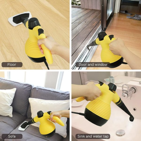 منظف بخاري عالي الضغط 350 مل بقوة 1200 واط، متعدد الأغراض محمول للتنظيف اليدوي مع 9 ملحقات مثالي لإزالة البقع في تنجيد السيارات والمنزل والمطبخ والسجاد والأريكة - الصورة 8