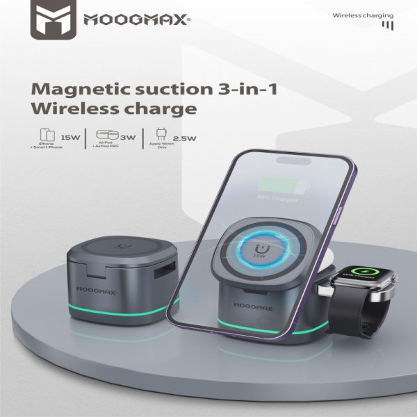 منصة شحن لاسلكية ثلاثه في واحد بتصميم عصري - الصورة 3
